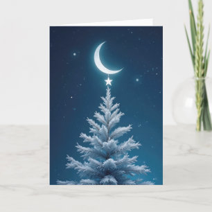Julstjärnor som vandrar från ett Crescent Måne Helgkort
