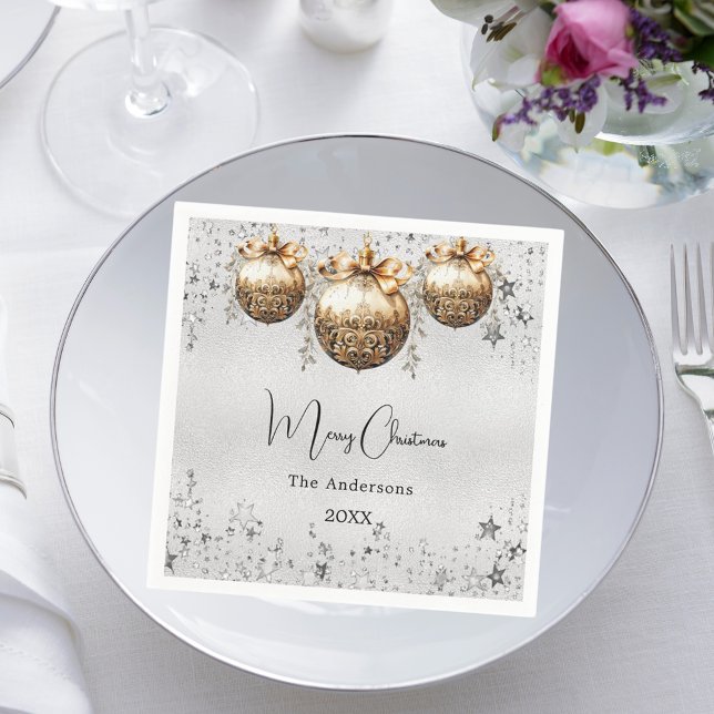 Julstjärnorna party silver pappersservett (Skapare uppladdad)