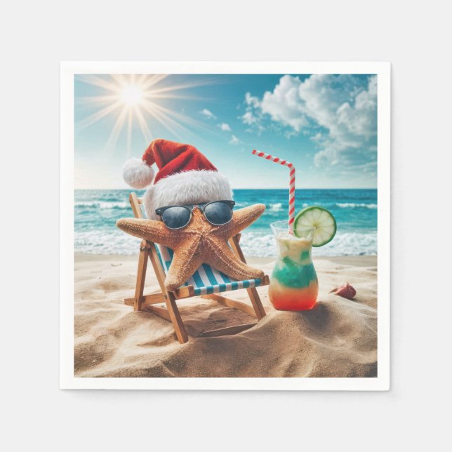 Julstjärtfiskar med skal pappersservett (Framsidan)