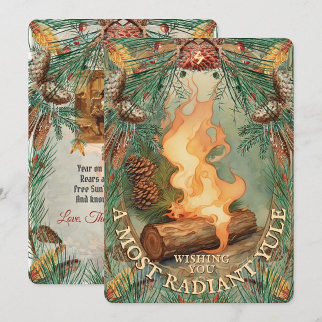 Julstock Julgran Vinter Solstånd Julfirande Julkort (Fram/baksida)