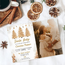 Julstöfoto för babykläder för Träd i Santa Baby Gu Inbjudningar