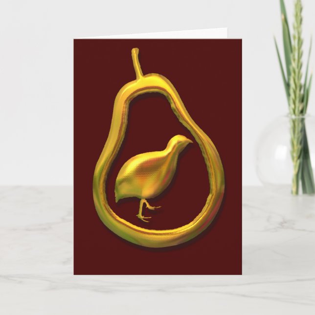 Julstolpe i ett Pear Helgdag Card Helgkort (Framsida)