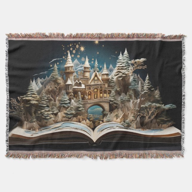 Julstorybook Castle-popup Throw Blanket Filt (Framsidan)