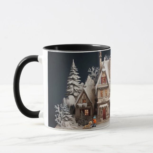 Julstorybook Manor med barn och Hund Mugg (Vänster)