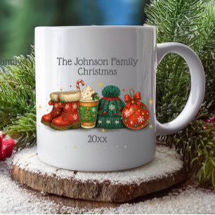 Julstövlar Hattar Familj Jul Kaffemugg