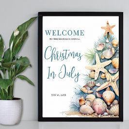 Julstrand Jul är i juli välkomstskylt Poster
