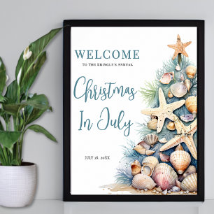 Julstrand Jul är i juli välkomstskylt Poster