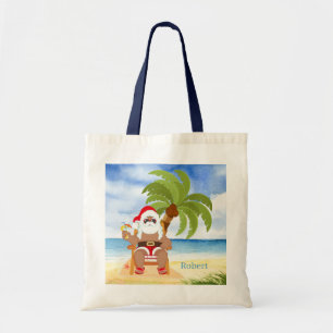 julstrand Santa add namn killarna unisex Tygkasse