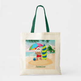 julstrand Santa add namn killarna unisex Tygkasse