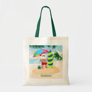 julstrand Santa add namn killarna unisex Tygkasse
