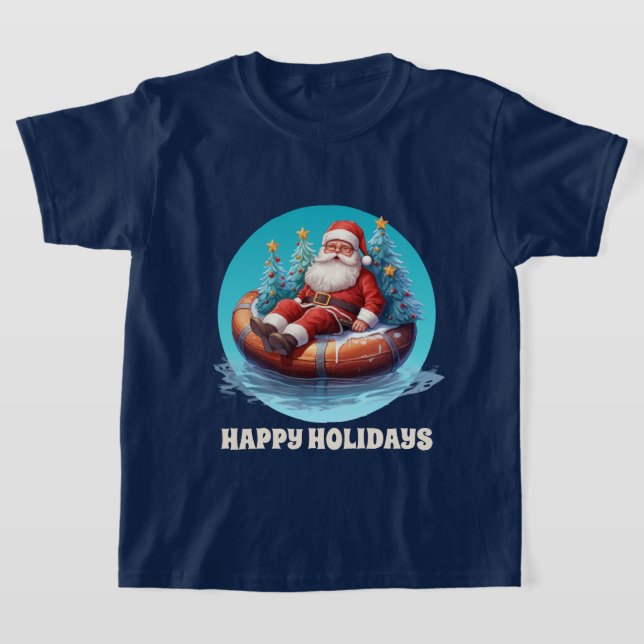 julstranden Santa add text vattenfärg T Shirt (Laydown)