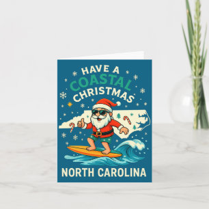 Julstrands-T-shirt Nc Santa som Surfar Rolig Våg Kort