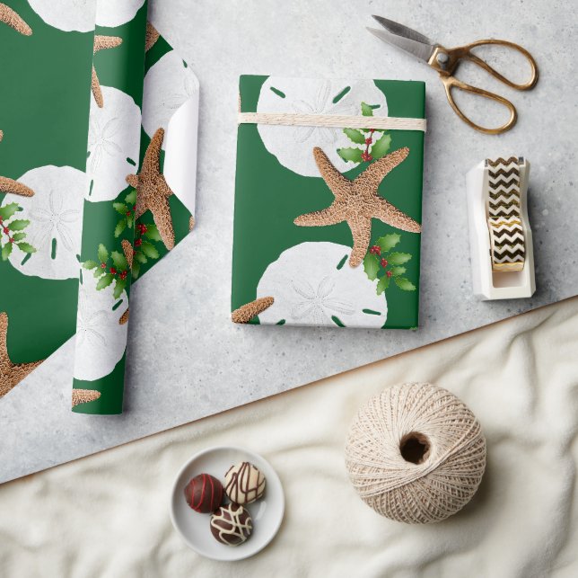 Julstrandskrans Sanddollar Stor Mönster Presentpapper (Hantverk)
