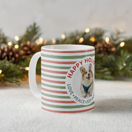 Julstrimmig husdjurs julfotografi kaffemugg