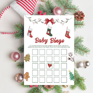 Julstrumpa Baby Shower Baby Bingo Spelkort Inbjudningar