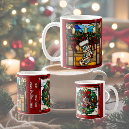 Julstrumpa Fals Glasmosaik Kaffemugg