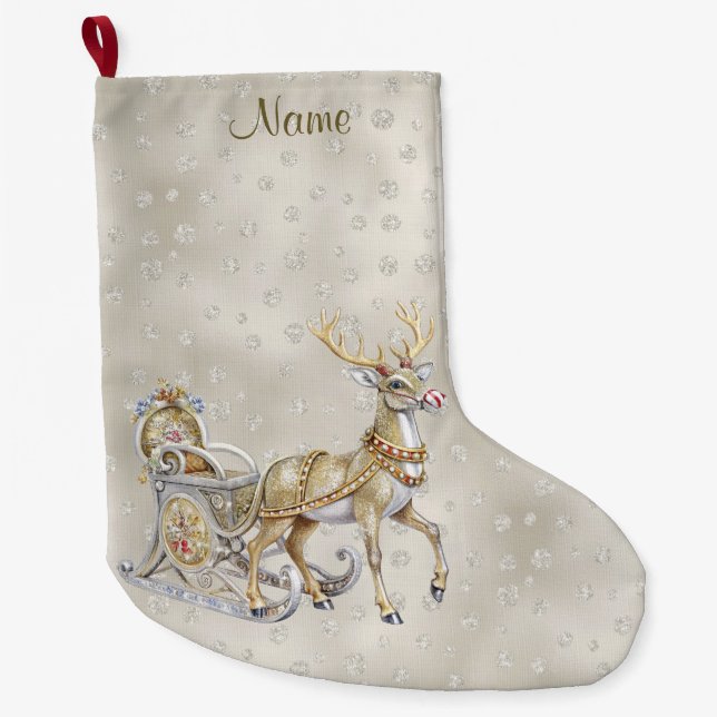 Julstrumpa för renar och släde (Framsidan)
