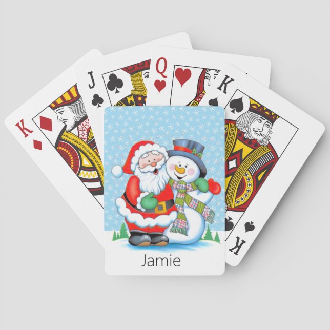 Julstrumpa Fyll i namn Tomte Snöman Casinokort (Baksidan)