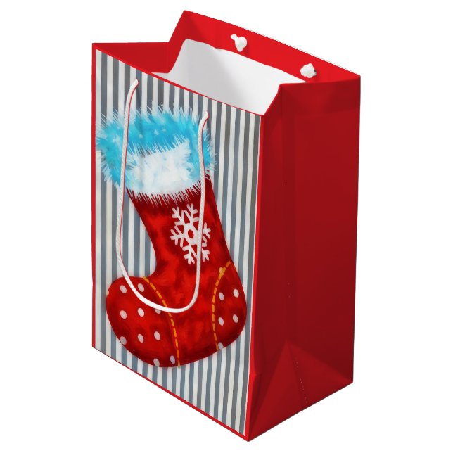 Julstrumpa konst presentbag i mediumstorlek (Framsidan Vinklad)