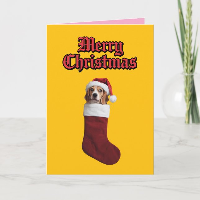 Julstrumpa med Beagle Helgkort (Framsida)
