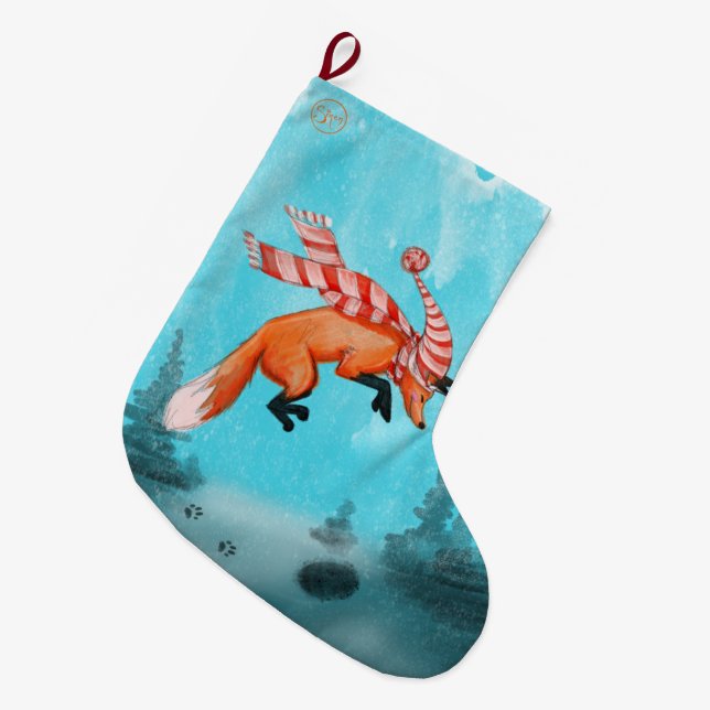 Julstrumpa med hoppande räv (Framsidan (Hängande))