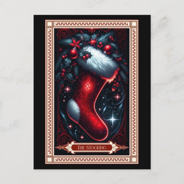 Julstrumpa Tarotkort Vykort (Framsida)