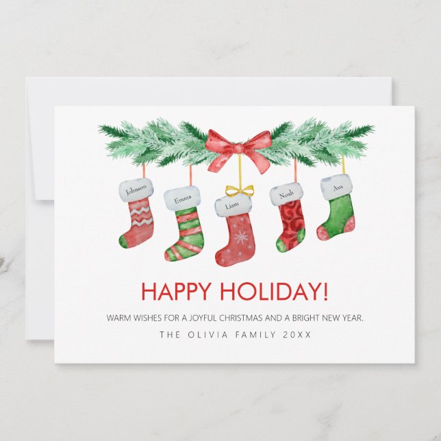 Julstrumpor 5 Familjenamn Glad Julkort (Framsida)