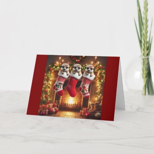 Julstrumpor för surikater Holiday Card Helgkort (Framsida)