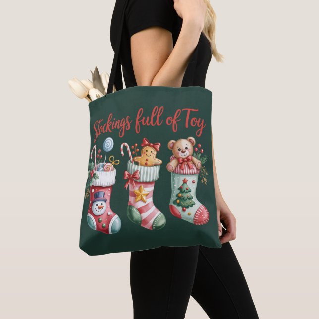 Julstrumpor fulla av glädje Holiday Preppy  Tygkasse (Närbild)