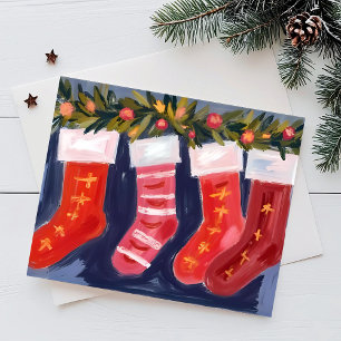 Julstrumpor Girland God Jul Helg Vykort