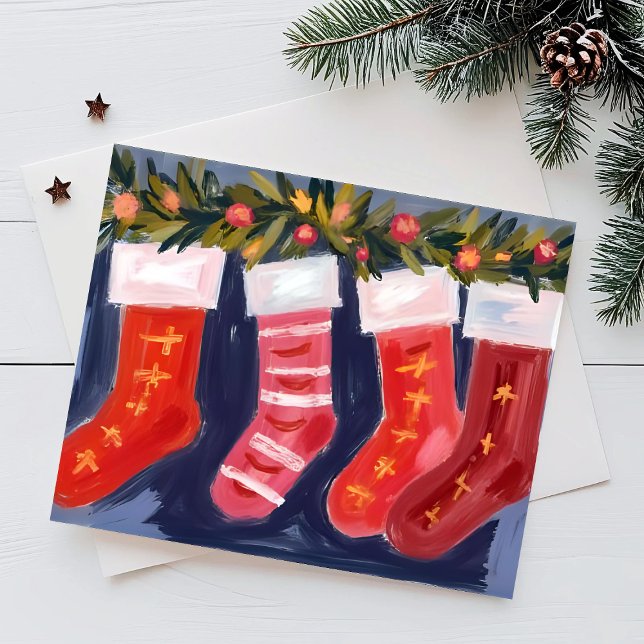 Julstrumpor | Girland God Jul  Helg Vykort (Skapare uppladdad)