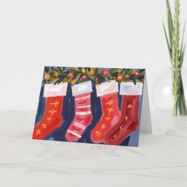 Julstrumpor | Girlang God Jul  Helgkort (Framsida)