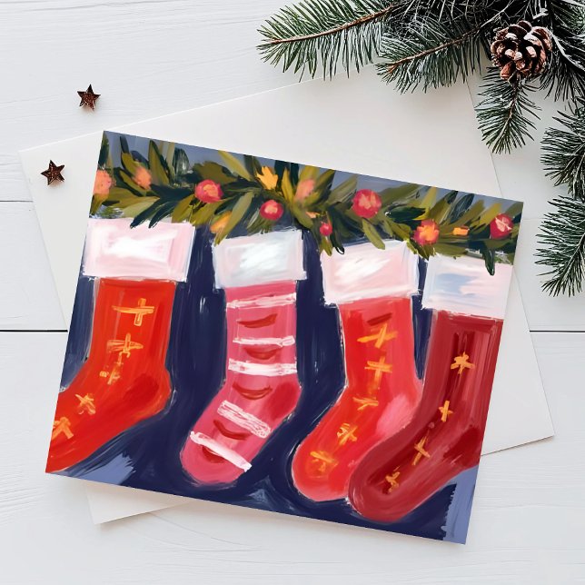 Julstrumpor | Girlang Merry Christmas  Julkort (Skapare uppladdad)