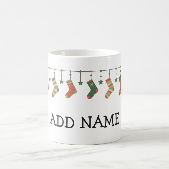 Julstrumpor i säsong, lägg till namn kaffemugg (Center)