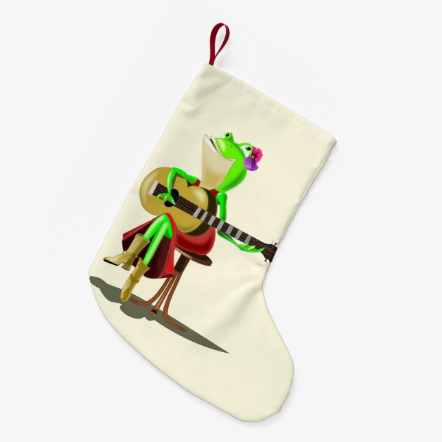 Julstuckning Frog med Guitar - Roligt Liten Julstrumpa (Framsidan (Hängande))