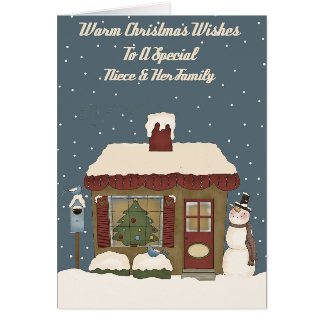 Julstuga till en speciell brorsdotter & familj hälsningskort (Framsidan)