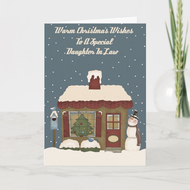 Julstuga till en Speciell dotter i juridik Helgkort (Framsida)