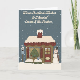 Julstuga till en speciell kusin & partner helgkort