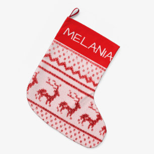 Julstugning av trikå hemma stor julstrumpa