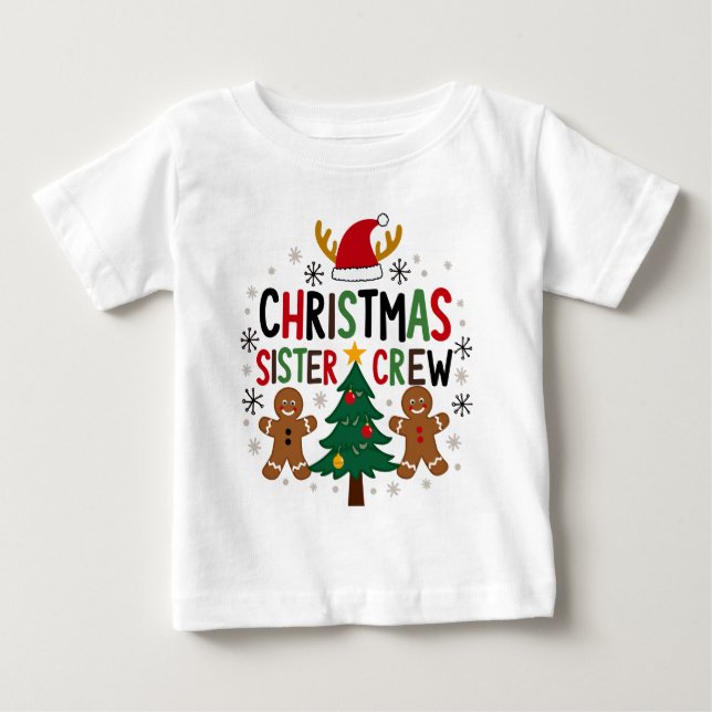 Julstugusyster Crew Festiva Gingerbread Vänner  T Shirt (Framsida)