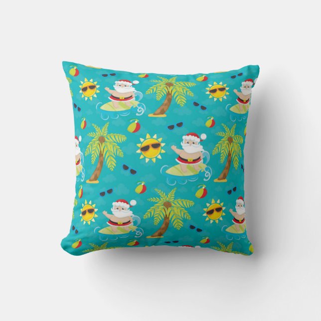 Julsurfning vid tomtens strandkudde kudde (Framsida)