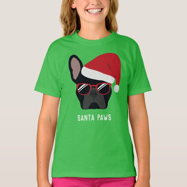Julsvart Fransk Bulldog T-Shirt (Framsida)