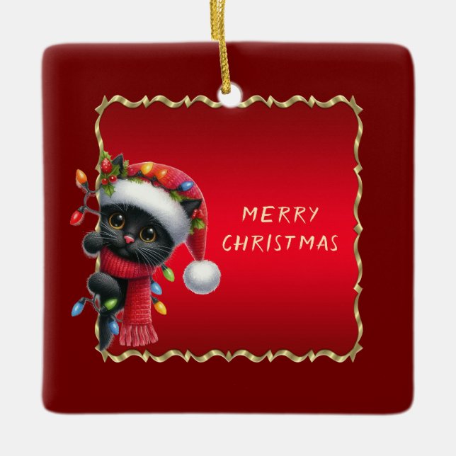Julsvart katt-Helgdag Ornament (Framsida)
