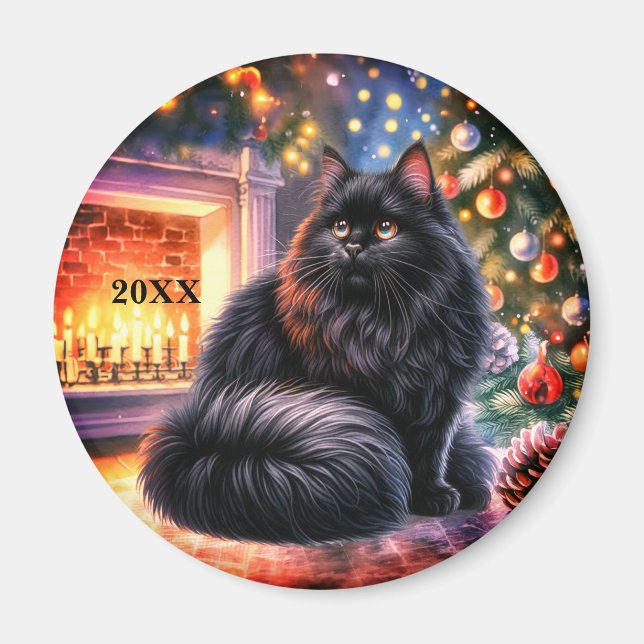 Julsvart Kitten Anpassningsdatum Magnet (Framsidan)
