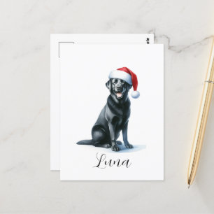 Julsvart Labrador-Hund i jultomten Postcard Vykort