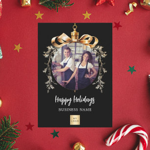 Julsvart logotyp av guld-bauble-lagfoto helg vykort
