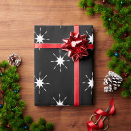 Julsvart och vitt med stjärnor presentpapper