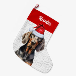 Julsvart tonårskonhound med Hund Namn Stor Julstrumpa