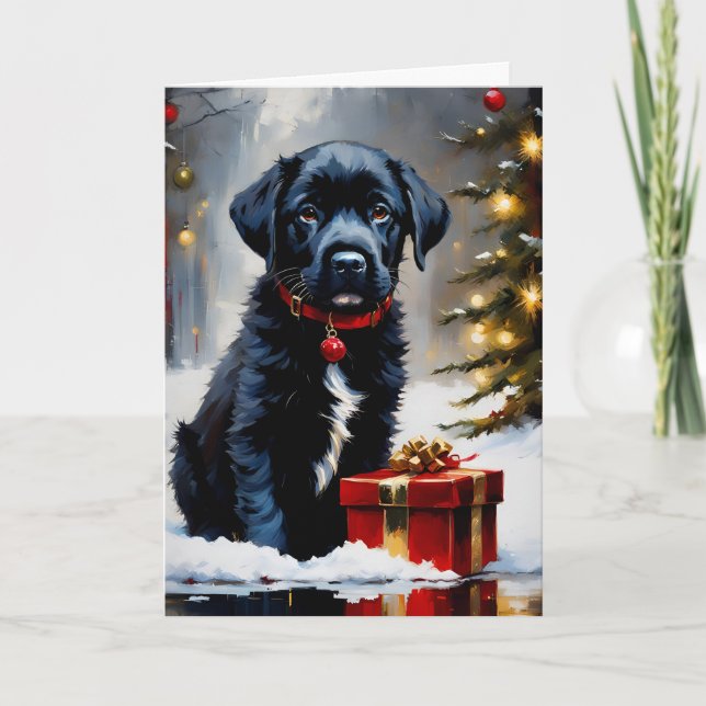 Julsvart valp med rött gift kort (Framsida)