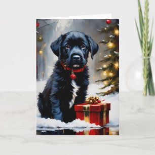 Julsvart valp med rött gift kort